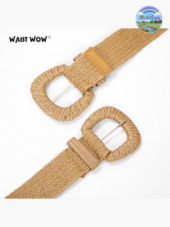 Straw Woven Elastic Belt for Women Stretchy Boho Waist Belt Rattan Raffia main image 7